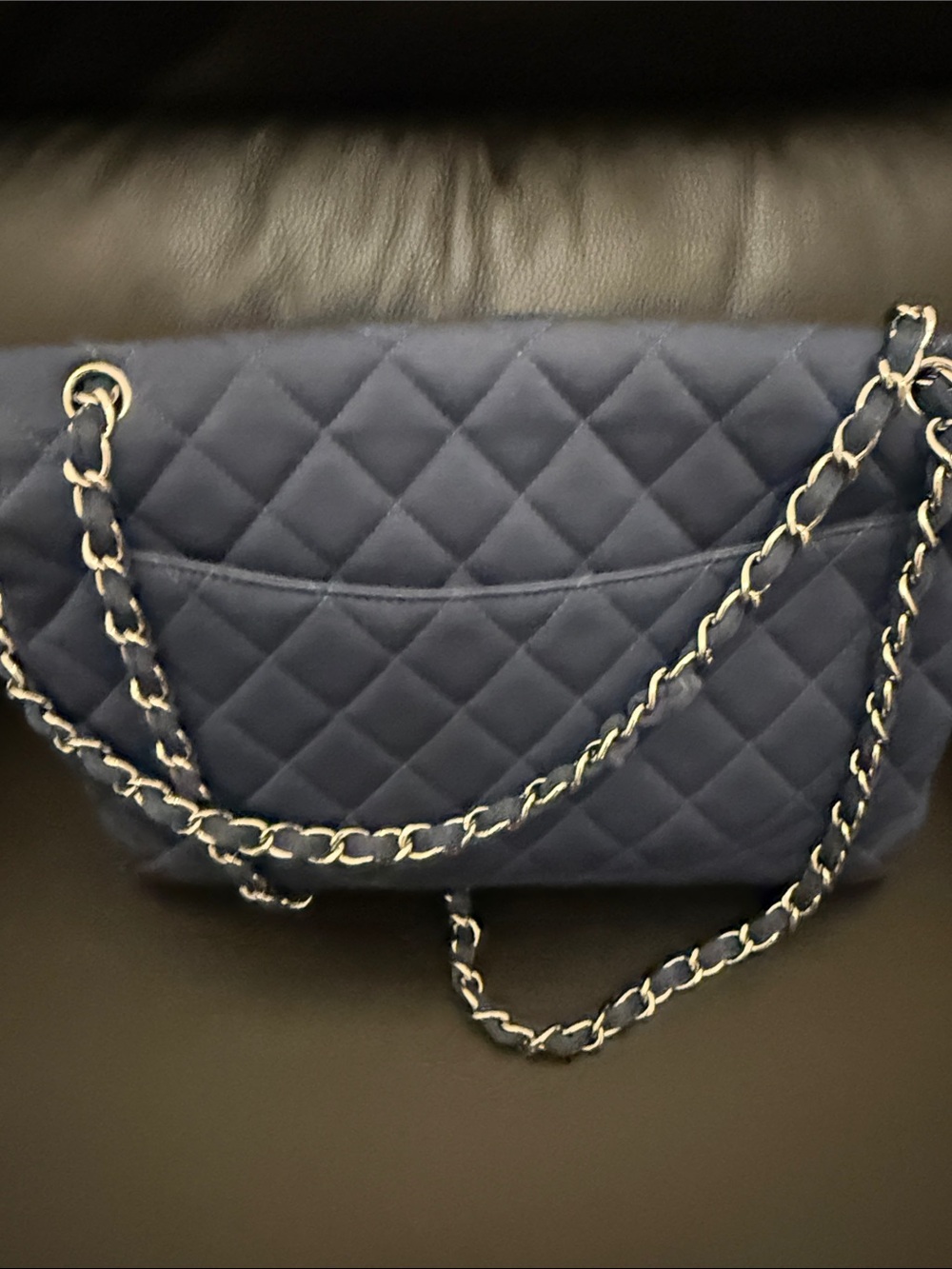 Chanel blue jersey single jumbo flap bag - Picture 4 of 14